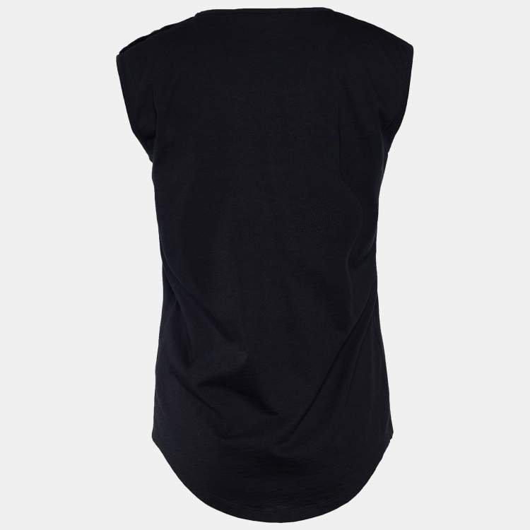 مملوكة مسبقًا Balmain Black Cotton Logo T-Shirt S