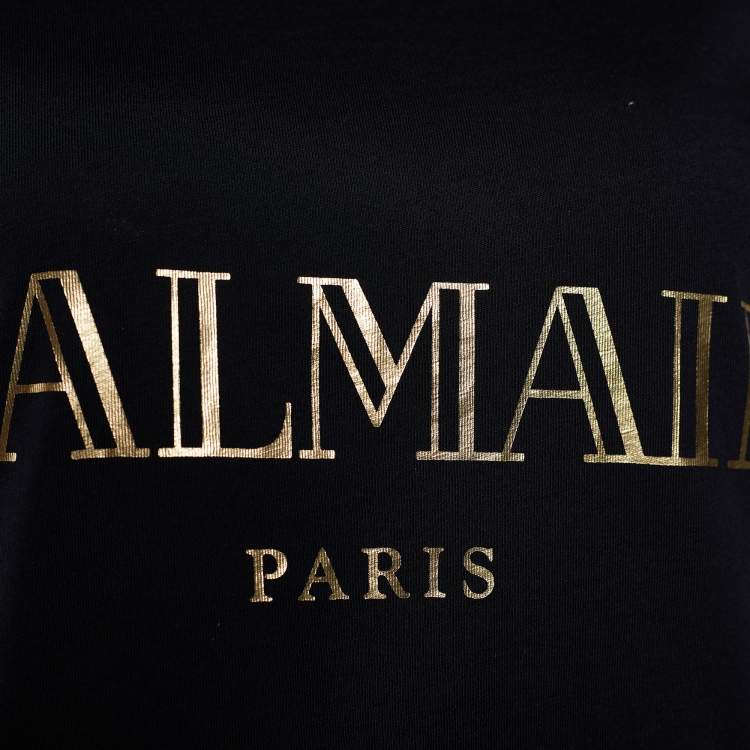 مملوكة مسبقًا Balmain Black Cotton Logo T-Shirt S