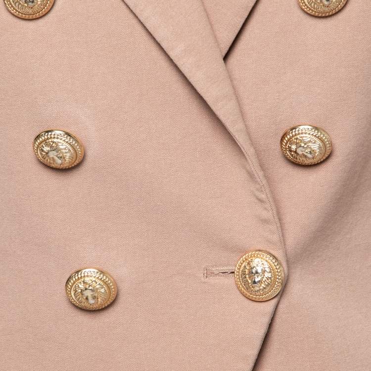 Pre Owned Balmain Beige Canvas Double Breasted Blazer M
