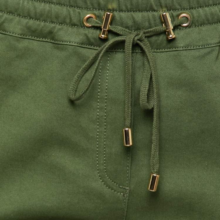Pre Owned Balmain Green Cotton Drawstring Track Pants S