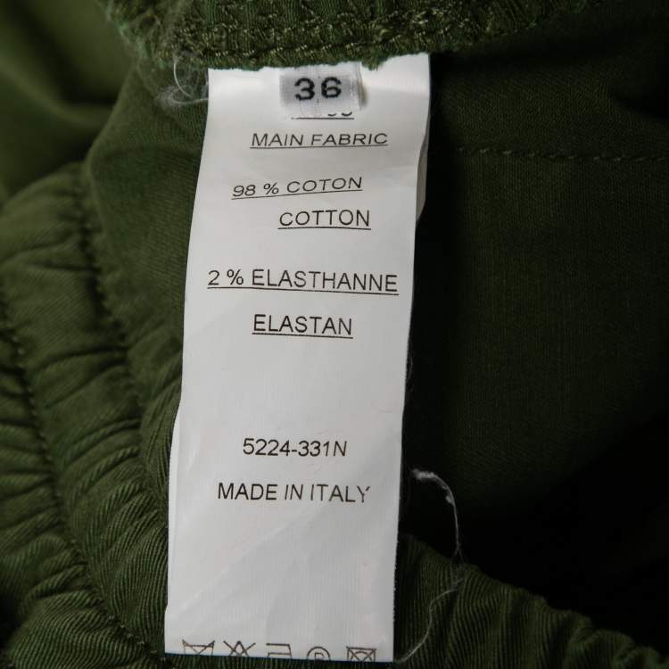 Pre Owned Balmain Green Cotton Drawstring Track Pants S