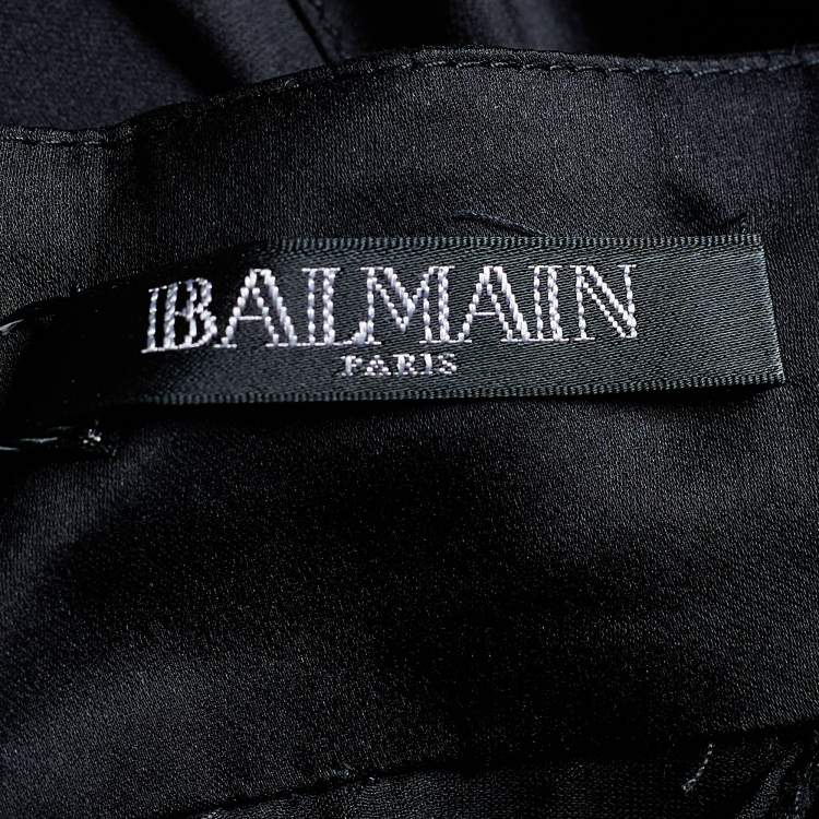 Pre Owned Balmain Black Silk Bow Detail Sleeveless Top M