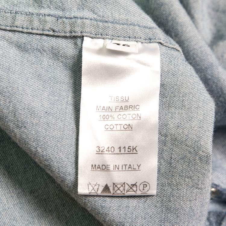 Pre Owned Balmain Blue Stonewashed Denim Quilted Dress L 