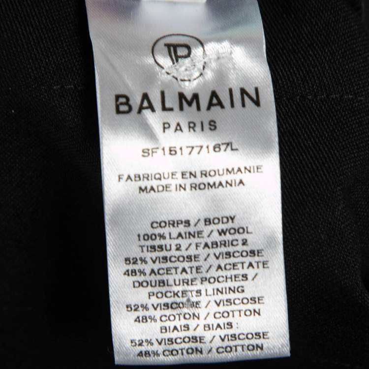 Pre Owned Balmain Black Crepe High-Rise Straight Trouser M