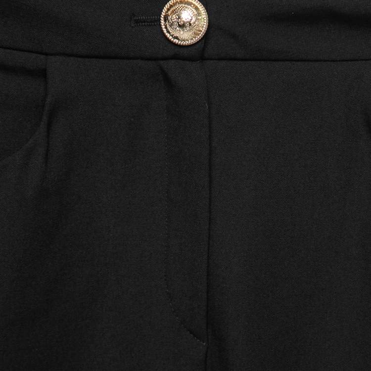 Pre Owned Balmain Black Crepe High-Rise Straight Trouser M