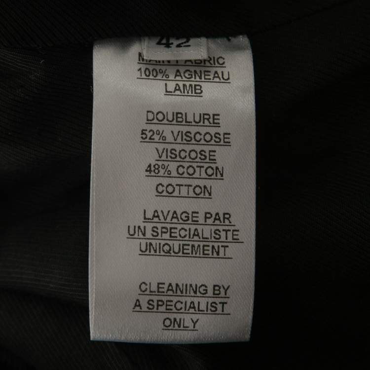 Pre Owned Balmain Olive Green Leather Pocketed Draped Leather Jacket L