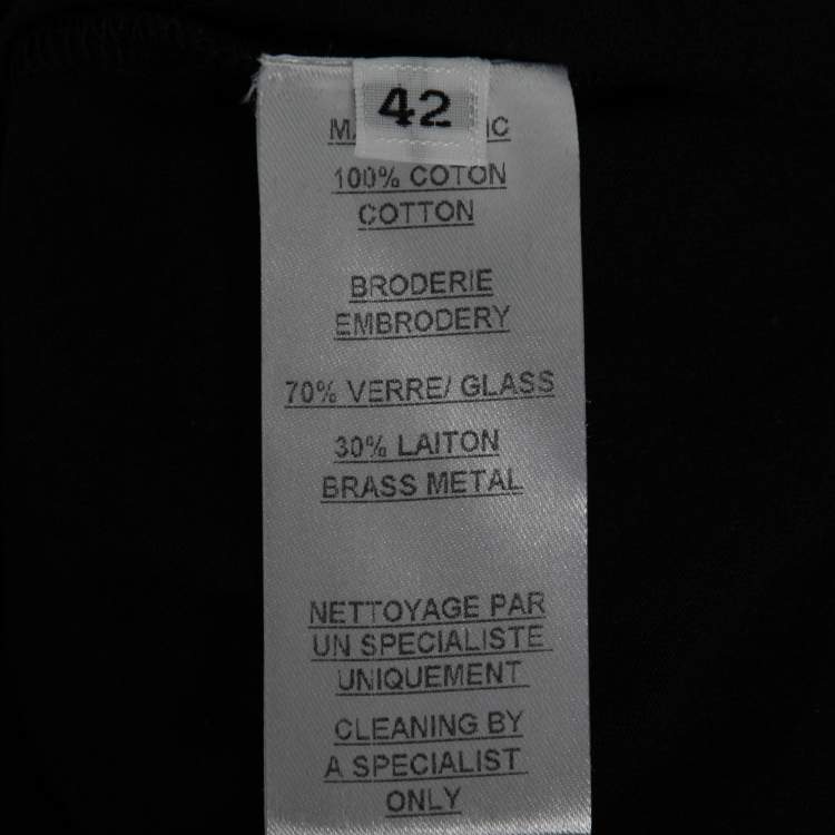 Pre Owned Balmain Black Rhinestone-Embellished Cotton T-Shirt L