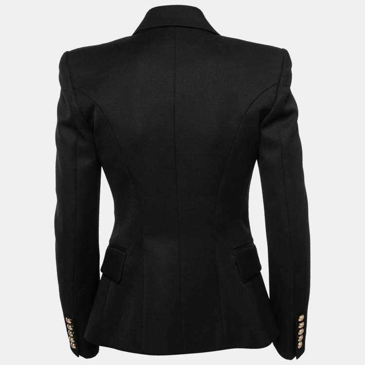 Pre Owned Balmain Black Wool Double-Breasted Blazer M