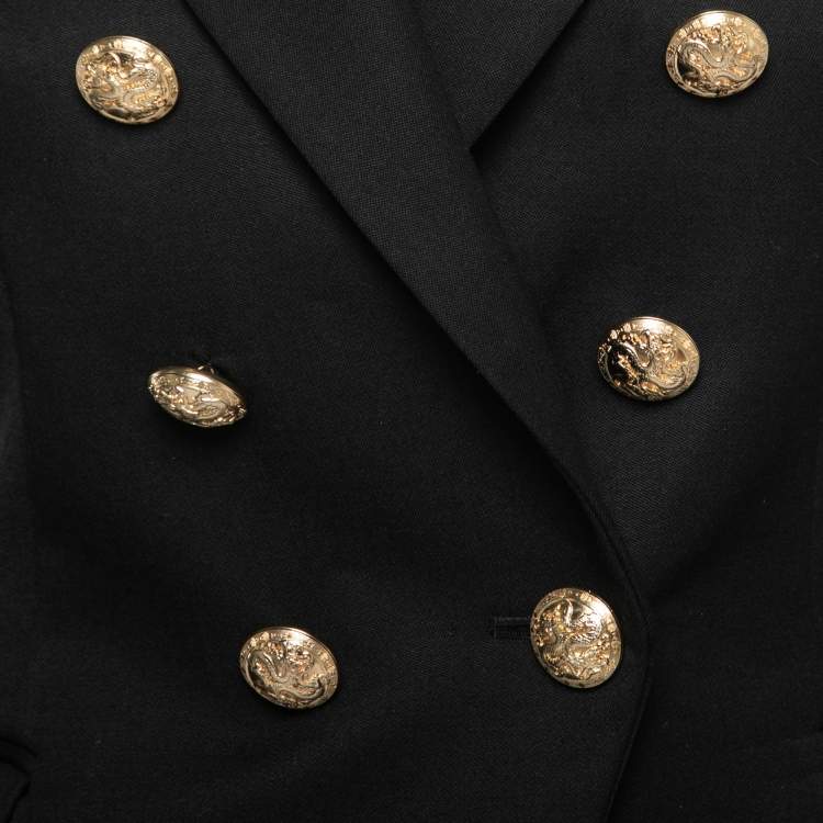 Pre Owned Balmain Black Wool Double-Breasted Blazer M
