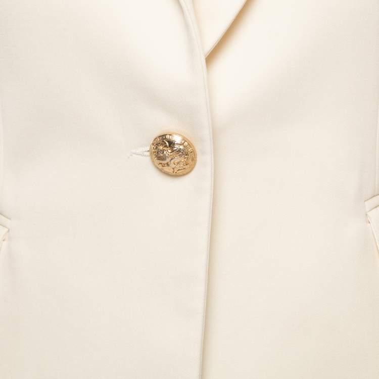 Pre Owned Balmain Cream Wool Gold One-Button Blazer M