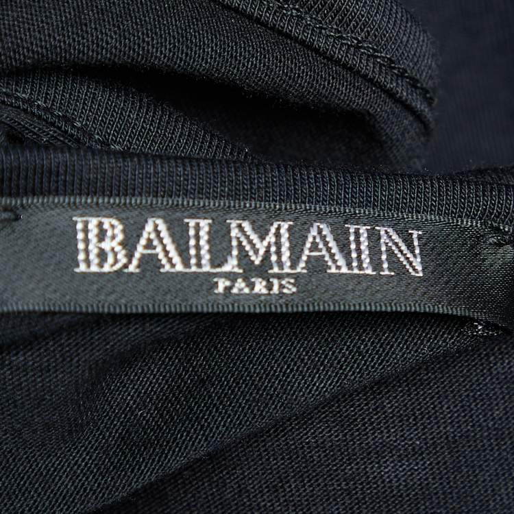Pre Owned Balmain Black  Logo Printed Cotton Knit Tank Top S