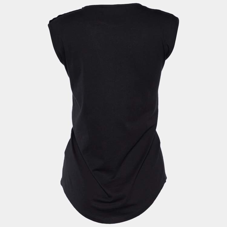 Pre Owned Balmain Black  Logo Printed Cotton Knit Tank Top S