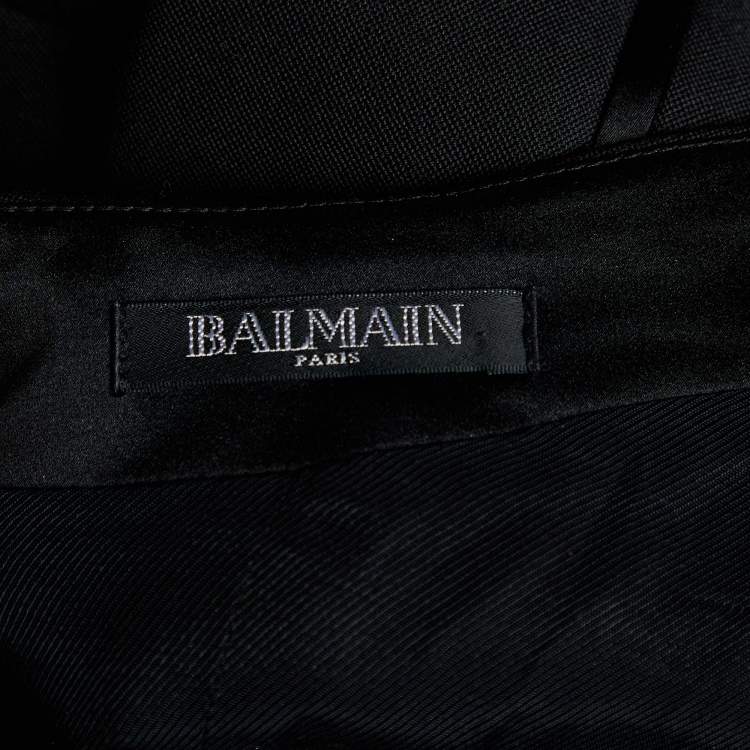 Pre Owned Balmain Black Wool Halter Neck Maxi Dress M