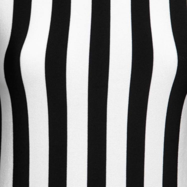Pre Owned Balmain Monochrome Striped Knit Long Sleeve Top M