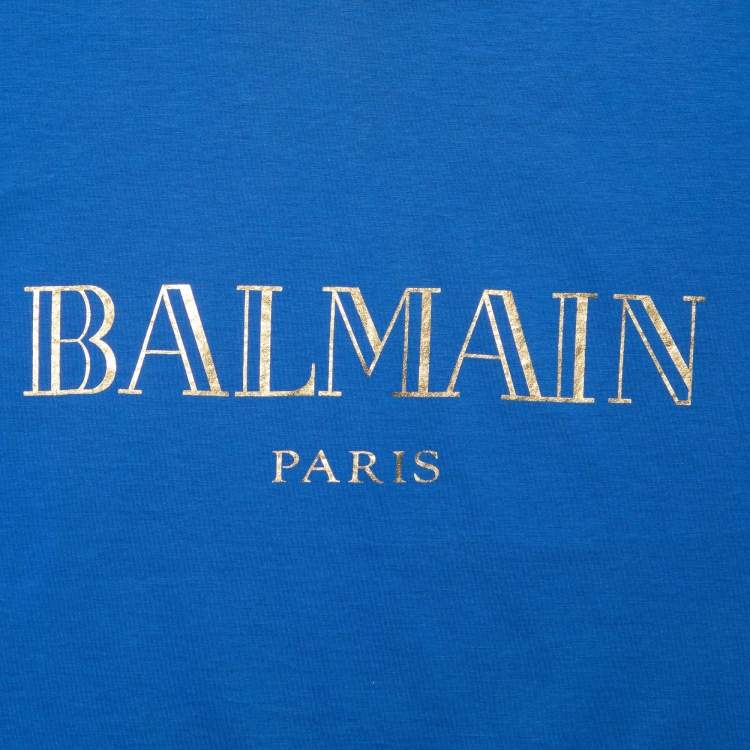 Pre Owned Balmain Blue Jersey Button Detail Sleeveless Top M