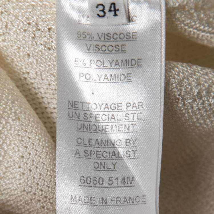 Pre Owned Balmain Cream Jacquard Stretch Knit Lace-Up Detail Bodycon Dress S