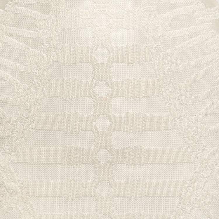 Pre Owned Balmain Cream Jacquard Stretch Knit Lace-Up Detail Bodycon Dress S