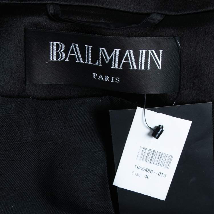 Pre Owned Balmain Purple Sequined Frayed Belted Blazer M