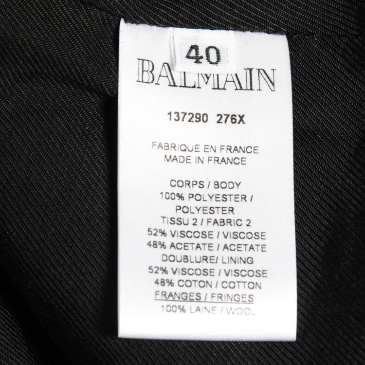 Pre Owned Balmain Purple Sequined Frayed Belted Blazer M
