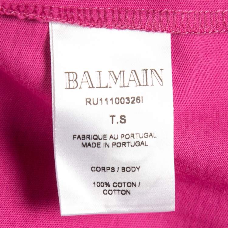 Pre Owned Balmain X Beyonce Pink Cotton Logo T-Shirt S