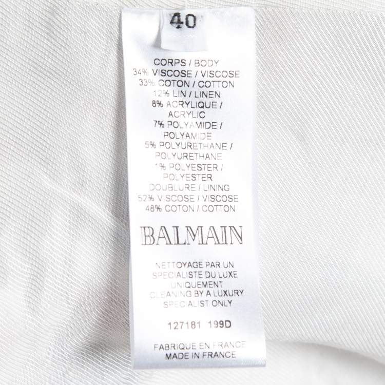 Pre Owned Balmain Black & Red Tweed Button Embellished Jacket M
