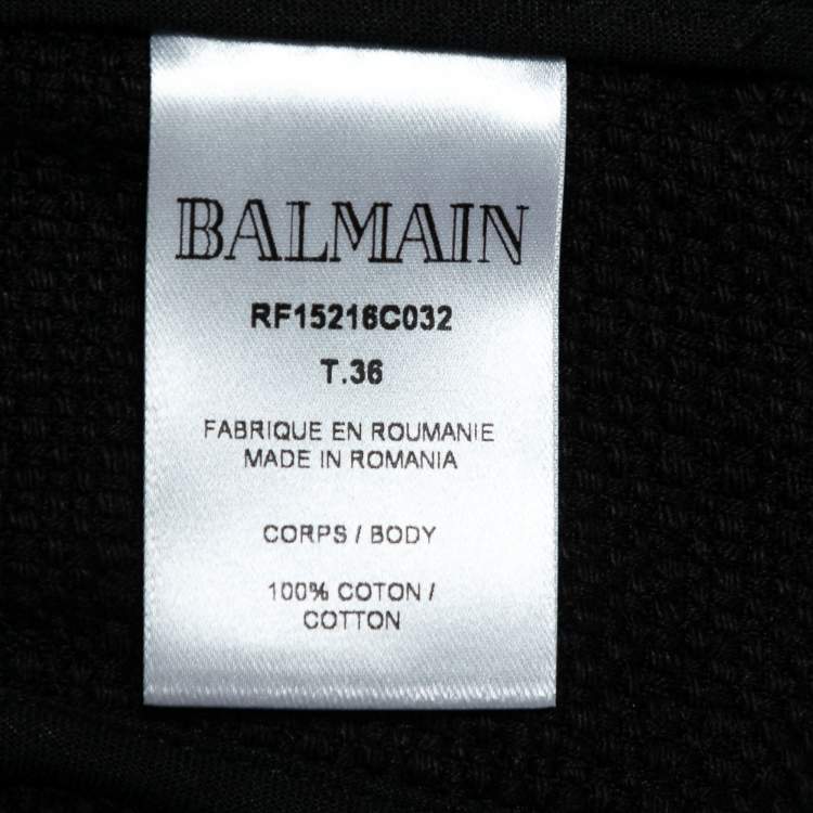 Pre Owned Balmain Black Canvas Button Embellished High-Waist Shorts S