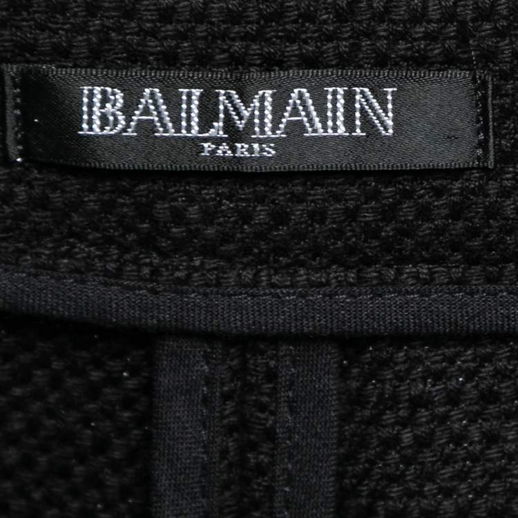 Pre Owned Balmain Black Canvas Button Embellished High-Waist Shorts S