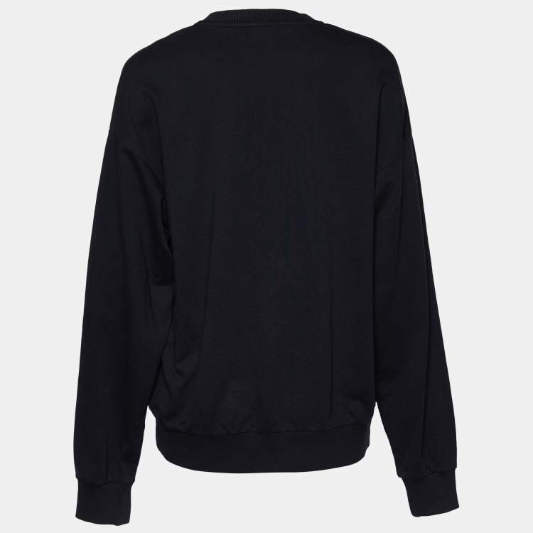 Pre Owned Balmain Black Logo Printed Cotton Sweatshirt M