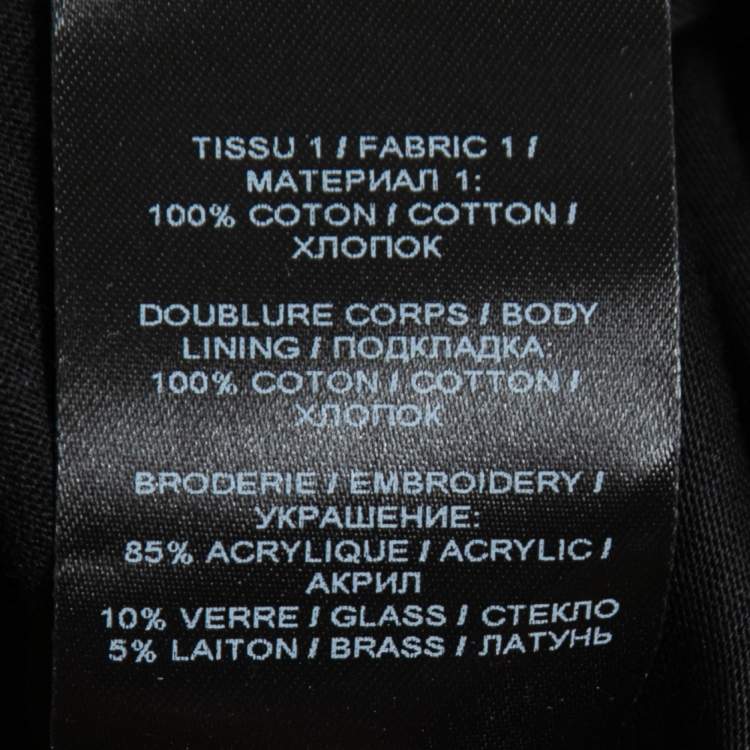 Pre Owned Balmain Black Cotton Logo Embroidered Embellished T-Shirt M