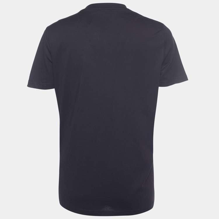 Pre Owned Balmain Black Cotton Knit Metallic Logo Print T-Shirt M