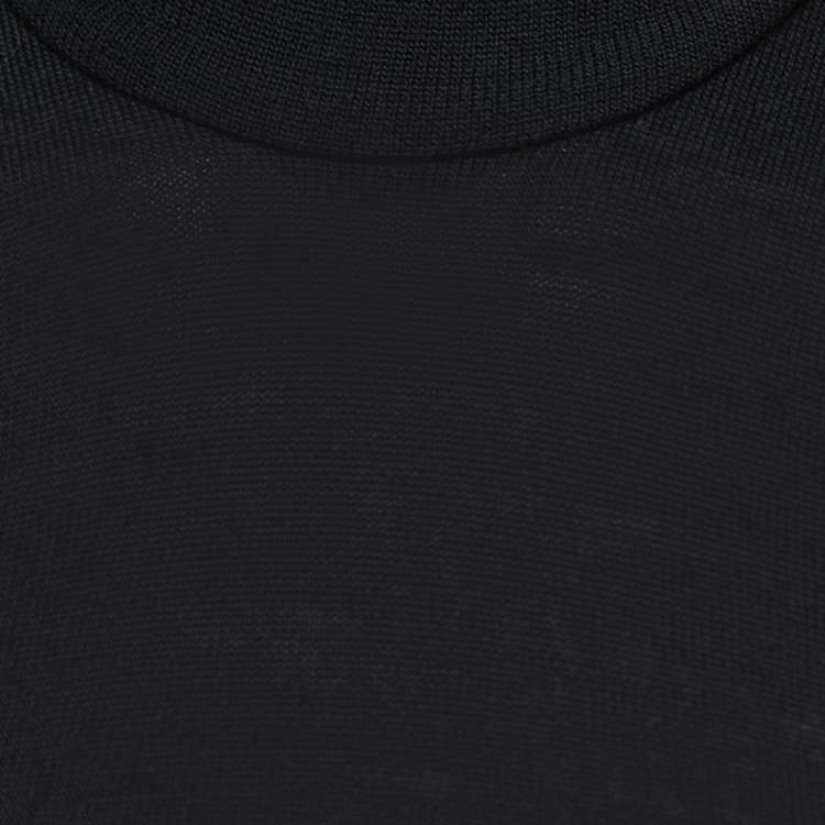 Pre Owned Balmain Black Wool High Neck Off Shoulder Dress M