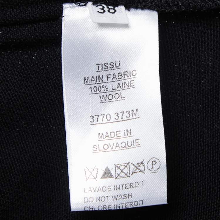 Pre Owned Balmain Black Wool High Neck Off Shoulder Dress M
