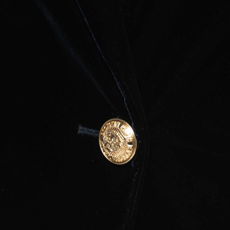 Pre Owned Balmain Dark Blue Velvet Shawl Lapel Blazer M