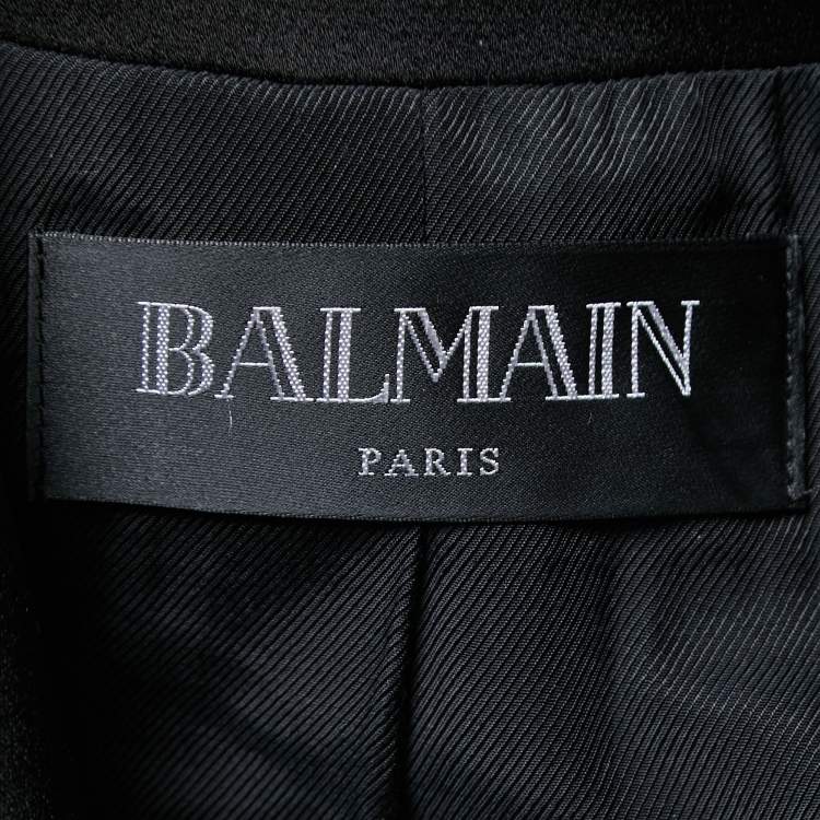 Pre Owned Balmain Black Crepe Shawl Collar Double Breasted Blazer M