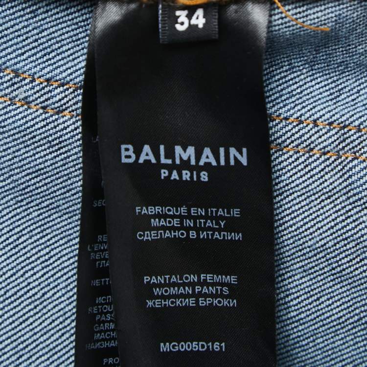 Pre Owned Balmain Blue Denim High Waisted Jeans S Waist 24"