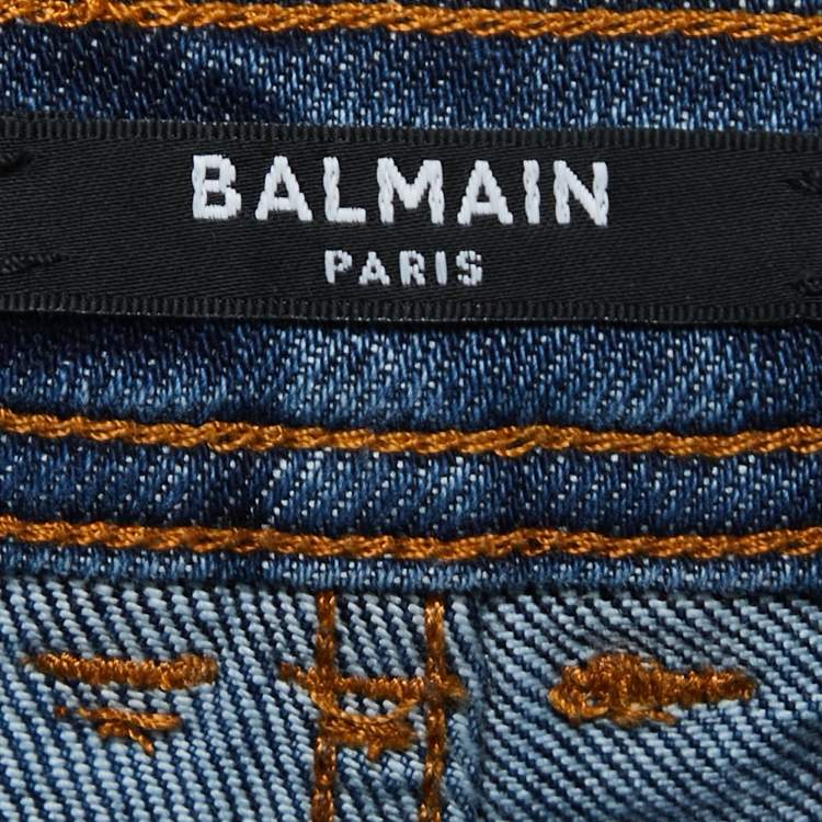Pre Owned Balmain Blue Denim High Waisted Jeans S Waist 24"