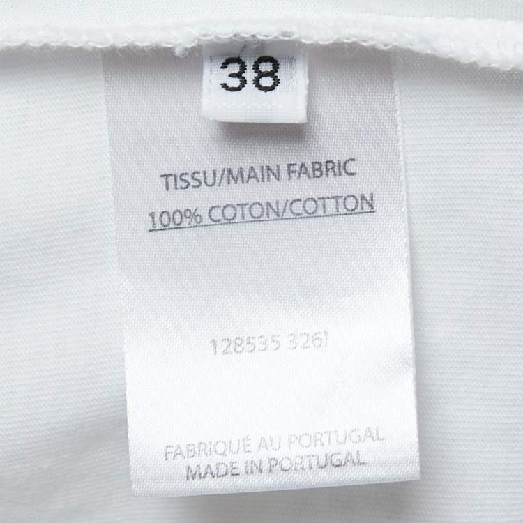 Pre Owned Balmain White Logo Printed Cotton Button Detailed Sleeveless T-Shirt M