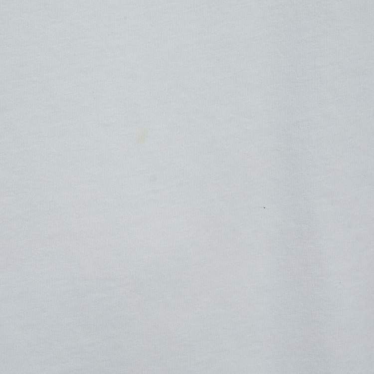 Pre Owned Balmain White Logo Printed Cotton Button Detailed Sleeveless T-Shirt M