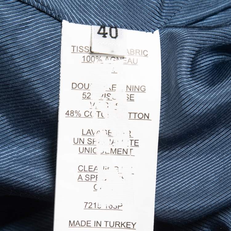 Pre Owned Balmain Blue Lambskin Leather Biker Jacket M