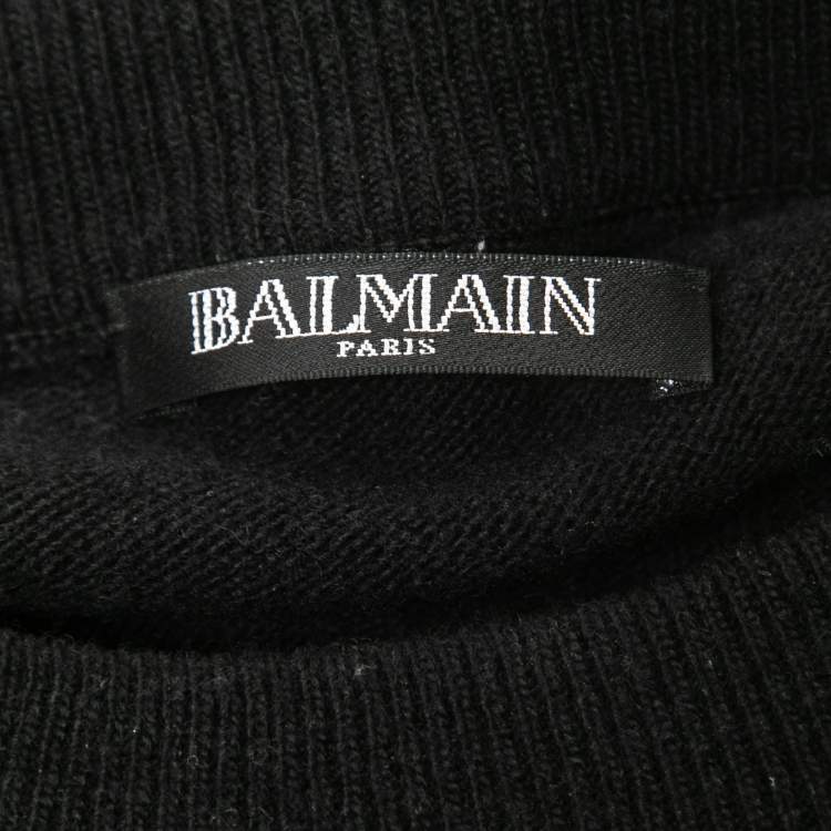 Pre Owned Balmain Black Wool & Cashmere Knit Button Detail Sweater S