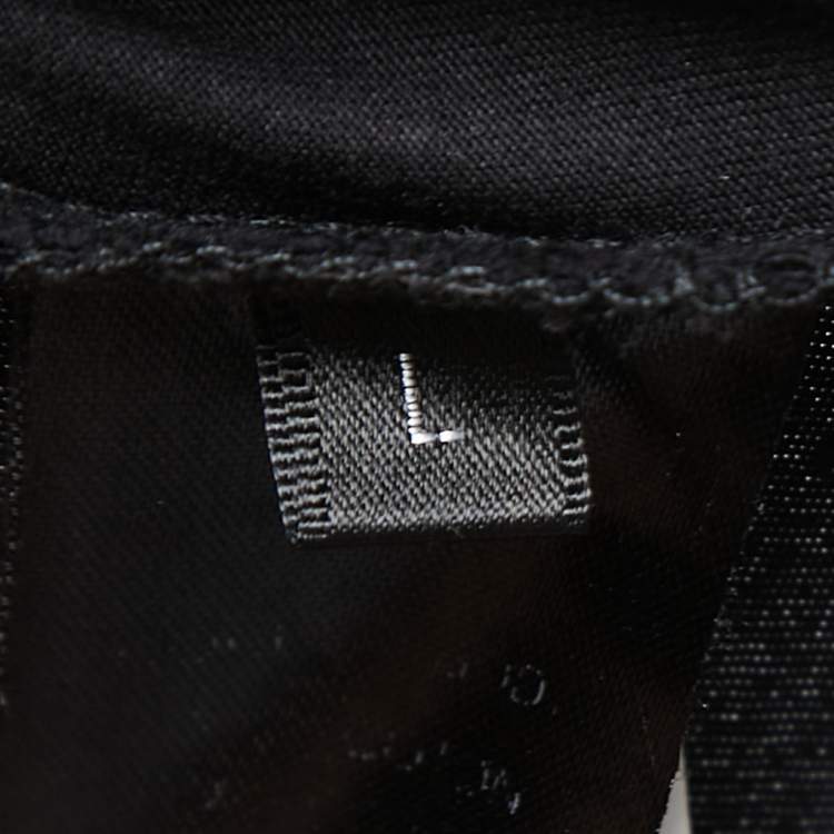 Pre Owned Balmain Black Logo Printed Cotton Buttons Detail Half Sleeve T-Shirt L