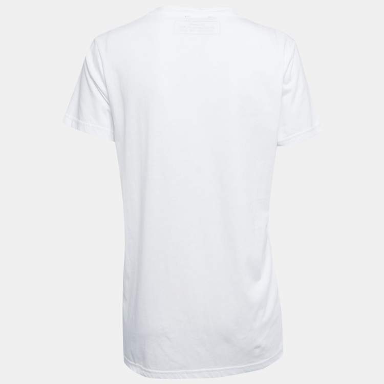 Pre Owned Balmain White Printed Cotton Crew Neck Half Sleeve T-Shirt XS