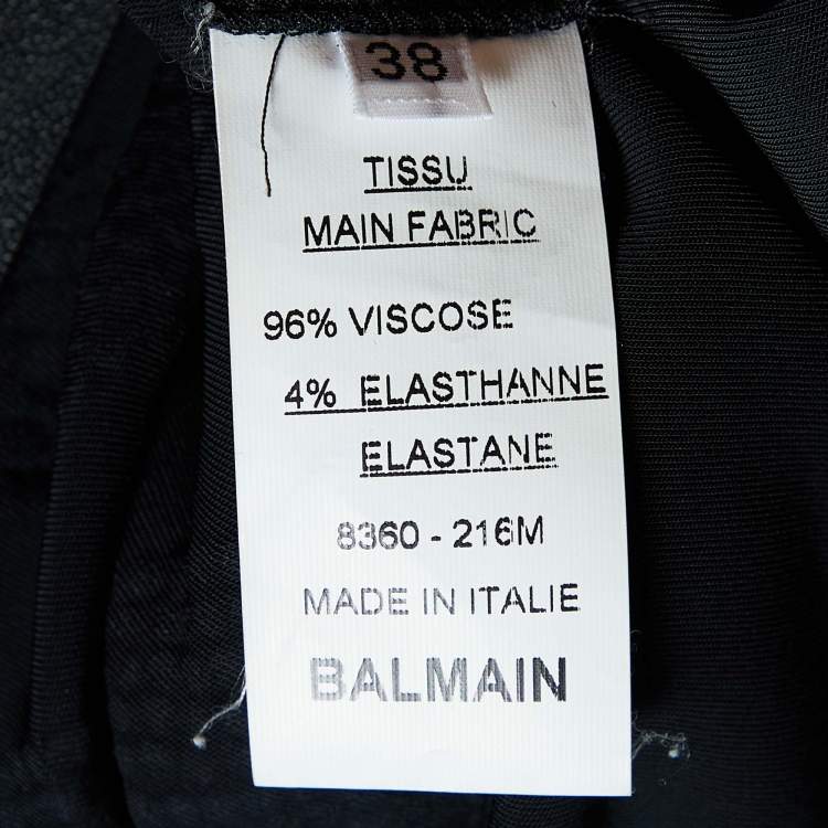 Pre Owned Balmain Black Rhinestone Zebra Pattern Embellished Jersey Sleeveless Top M