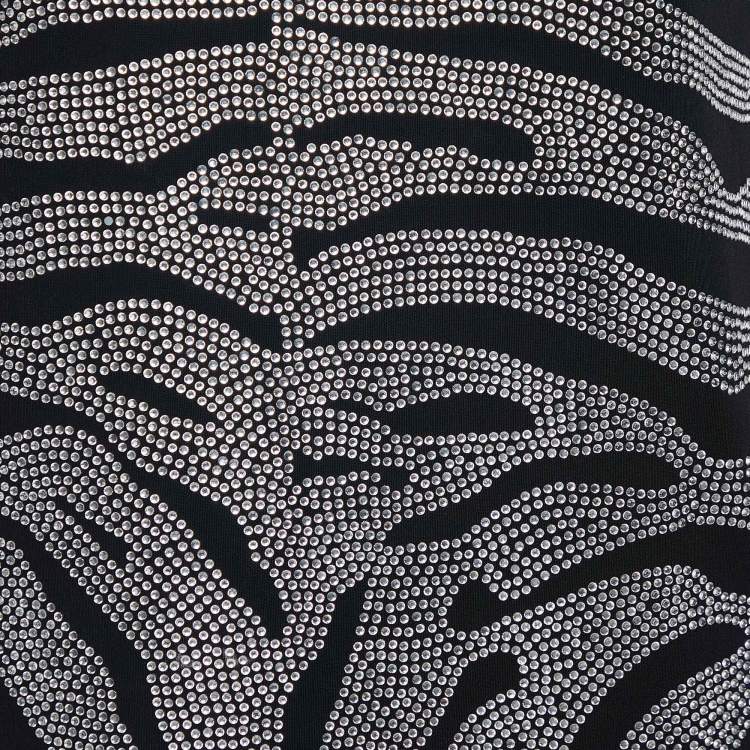 Pre Owned Balmain Black Rhinestone Zebra Pattern Embellished Jersey Sleeveless Top M