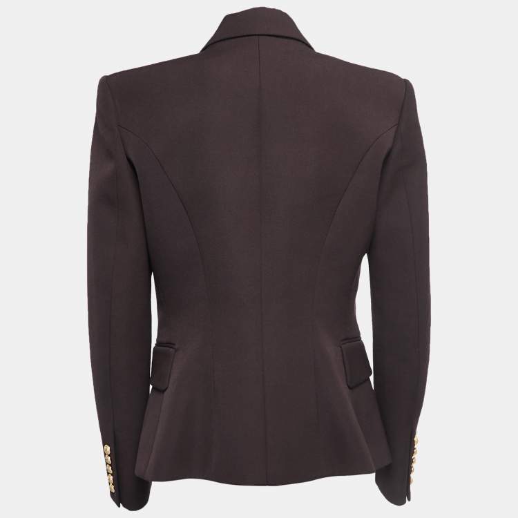 Pre Owned Balmain Brown Wool Double Breasted Blazer L