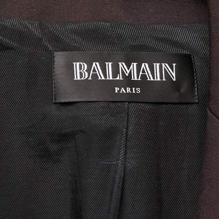 Pre Owned Balmain Brown Wool Double Breasted Blazer L