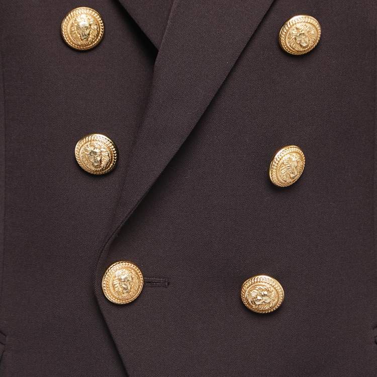 Pre Owned Balmain Brown Wool Double Breasted Blazer L