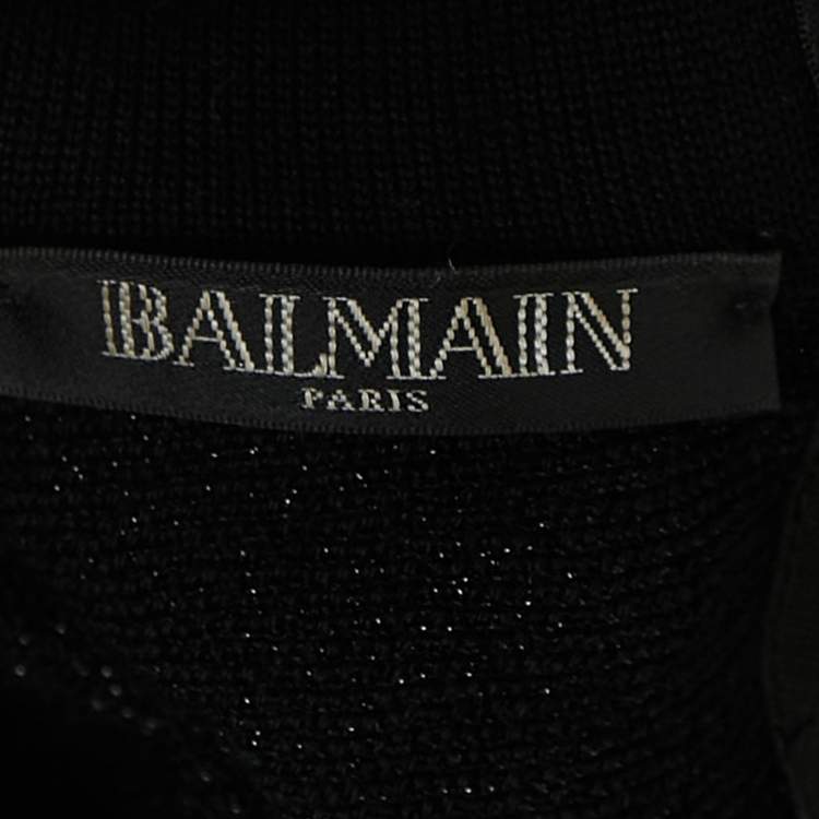 Pre Owned Balmain Black Striped Patterned Lurex Knit Mini Bodycon Dress S