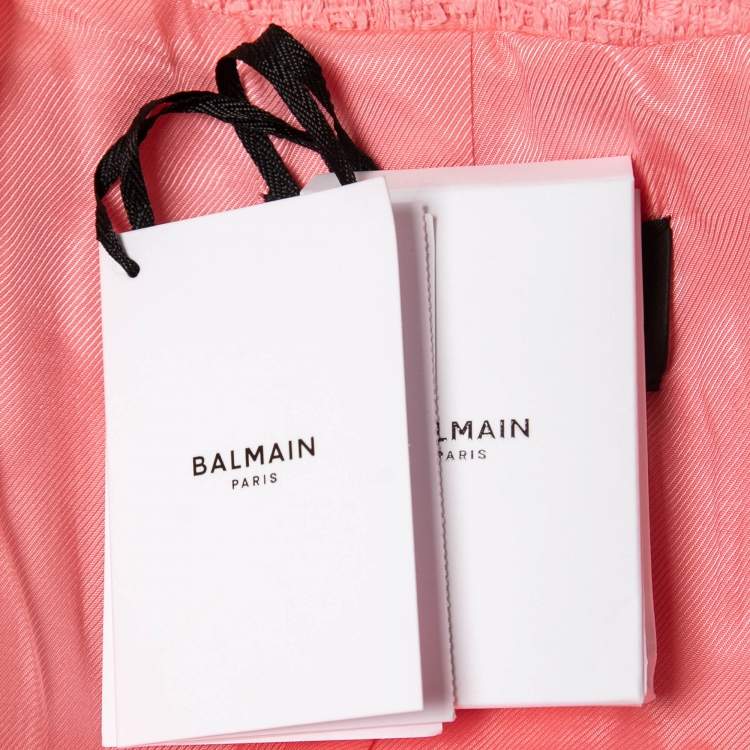 مملوكة مسبقًا Balmain Pink Tweed Double-Breasted Blazer M
