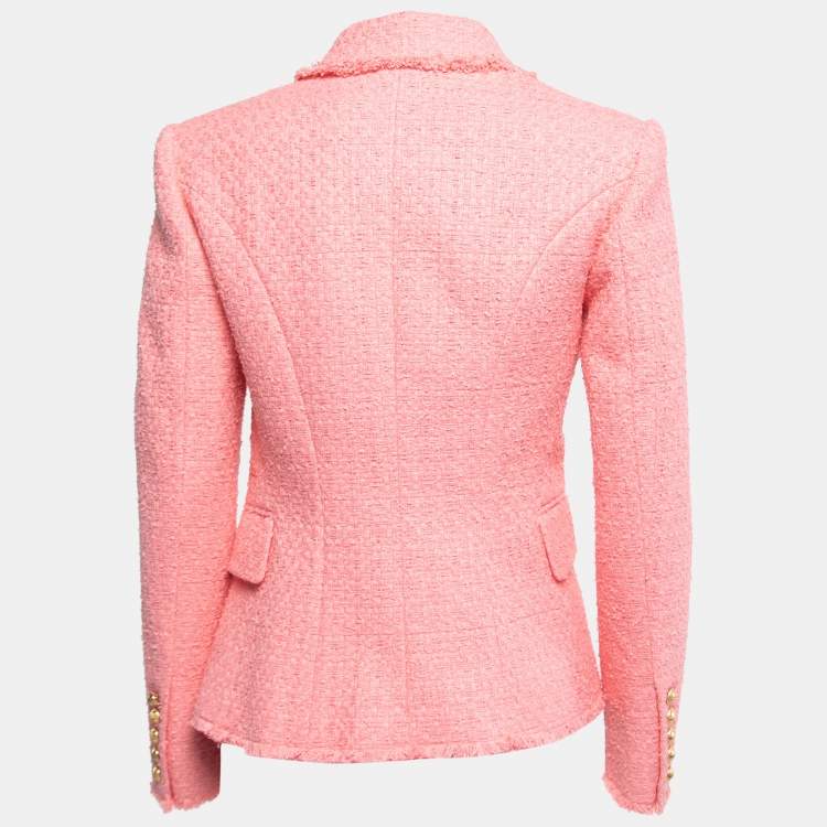 مملوكة مسبقًا Balmain Pink Tweed Double-Breasted Blazer M